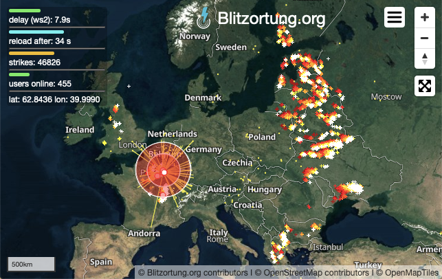 lightning map europe